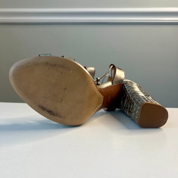 Ralph Lauren Purple Label Metallic Braided Heel Platform Sandals, Size 39.5 - Picture 10 of 14